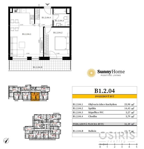 2i byt v štandarde, balkón 11.99 m2, 1x parkovacie miesto, Rovinka