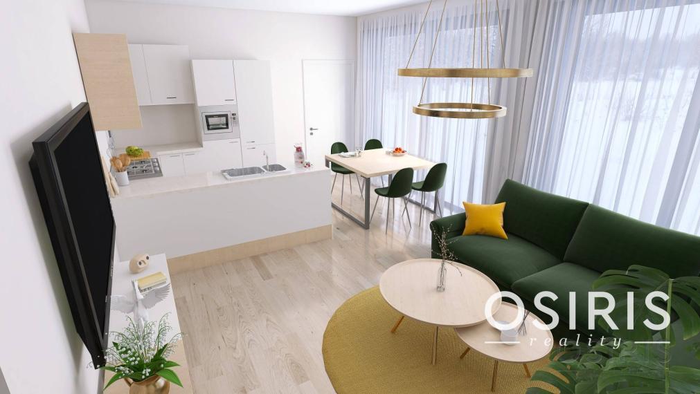 2i byt, novostavba 2023, balkón 11.99m2, 1x parkovacie miesto, pivnica