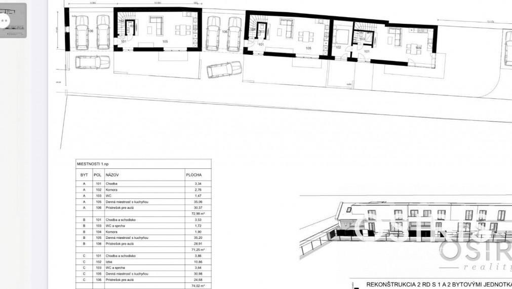 Stavebný pozemok 689 m2, so stavebným povolením pre 3 byty