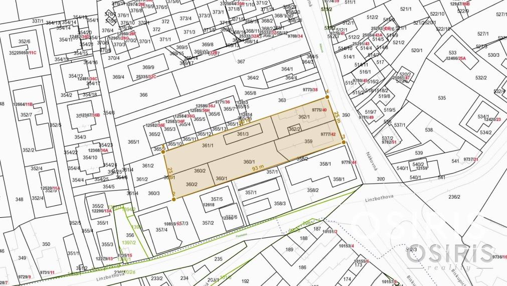 Stavebný pozemok 2319 m2, 2x Rodinný dom, 2x skladový priestor, Nákovná ul.