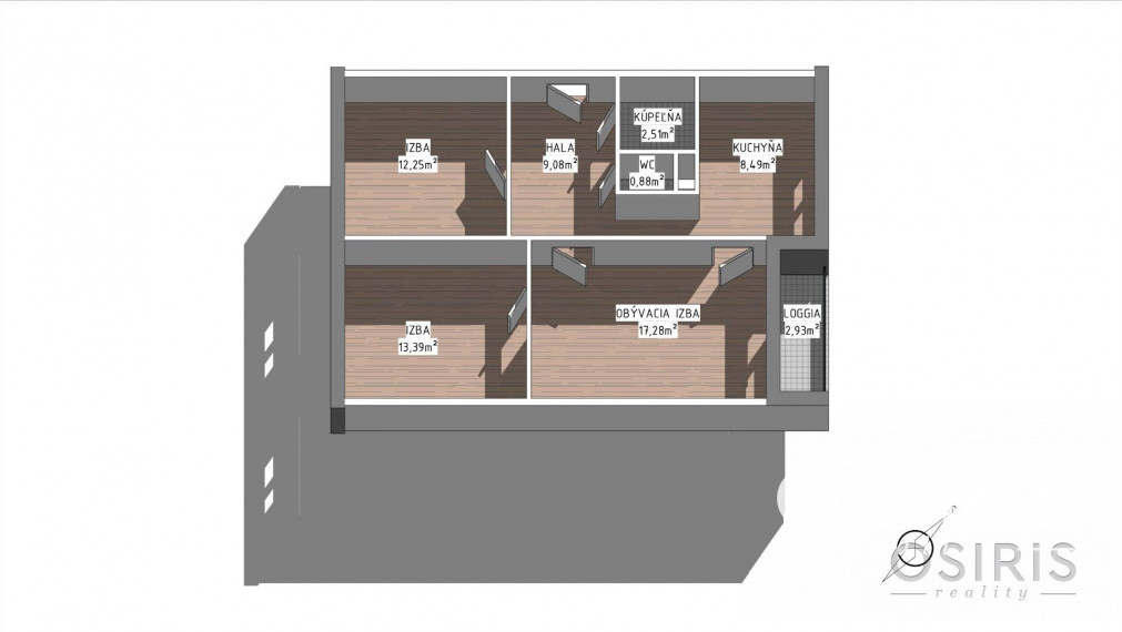 Slnečný 3i byt po čiastočnej rekonštrukcii, loggia, Lachova ul.