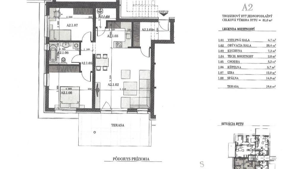 Moderný, kompletne zariadený, 3 izbový byt s krásnou záhradou