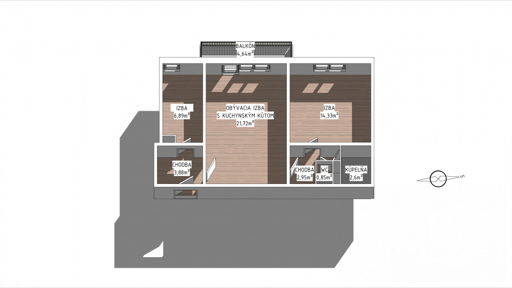 3i byt s balkónom, po kompletnej rekonštrukcii z r. 2023, Narcisová ul