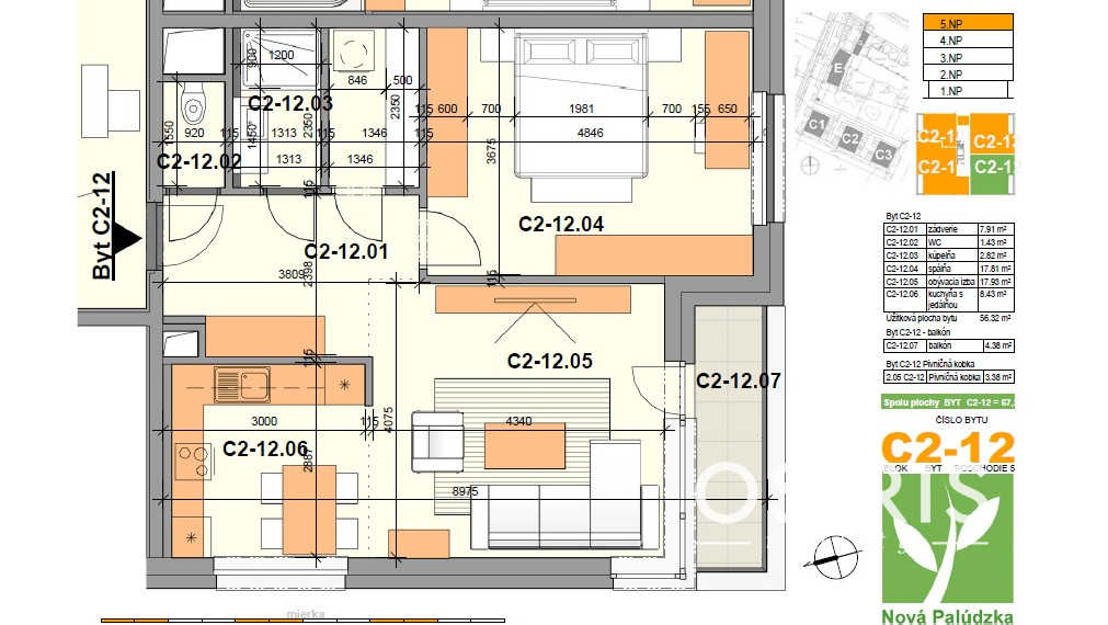2,5 izbový byt s balkónom, novostavba 2023
