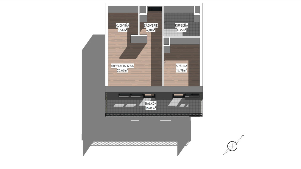 2i byt s balkónom 12.69 m2, novostavba 2024, 1x parkovacie miesto,