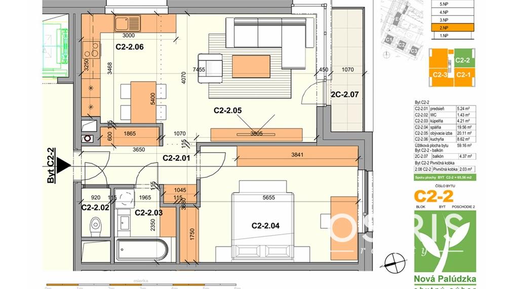 Nadštandardný a priestranný 2-izbový byt v novostavbe – Palúdzka, Liptovský Mikuláš (2022)