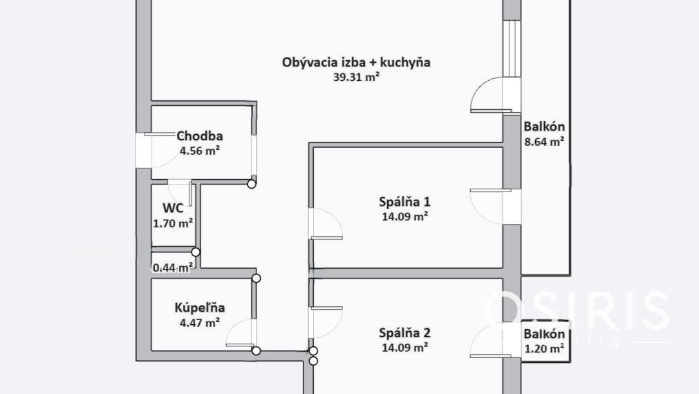 Priestranný 3-izbový byt s garážovým státím, 2x balkón, pivnica