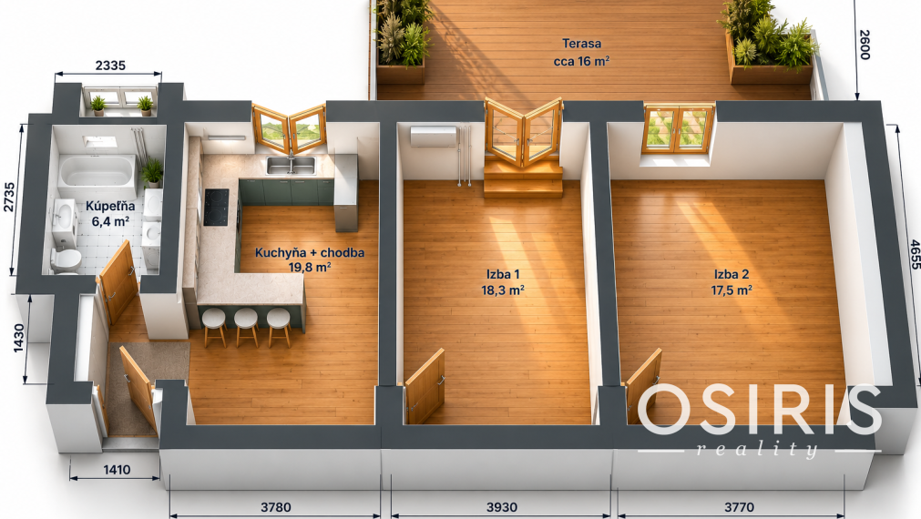 2-izbový byt s terasou 16 m² v historickom centre Bratislavy