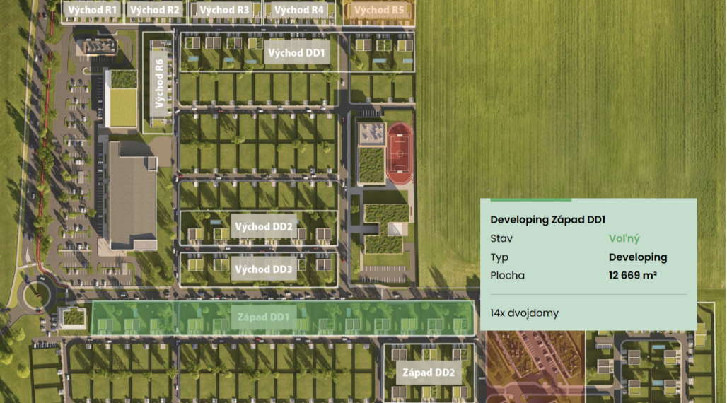 Developerský pozemok pre výstavbu 14 dvojdomov | 12 669 m² | Senec