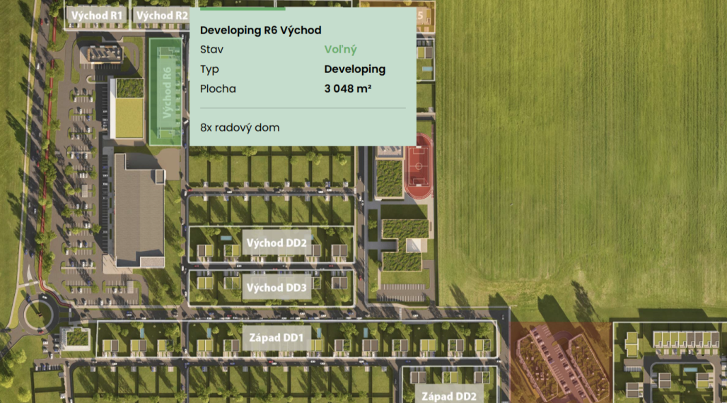Developerský pozemok pre výstavbu 8 radových domov | 3 048 m² | Senec