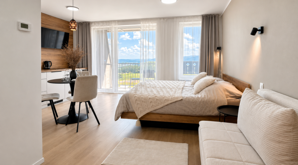 Kompletne zariadený nadštandardný 1-izbový apartmán – Gerlach Rezort