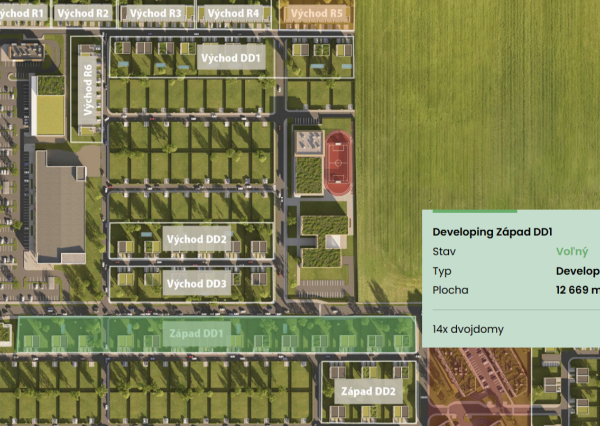 Developerský pozemok pre výstavbu 14 dvojdomov | 12 669 m² | Senec