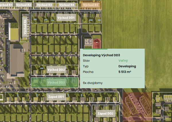 Developerský pozemok pre výstavbu 6 dvojdomov | 5 513 m² | Senec