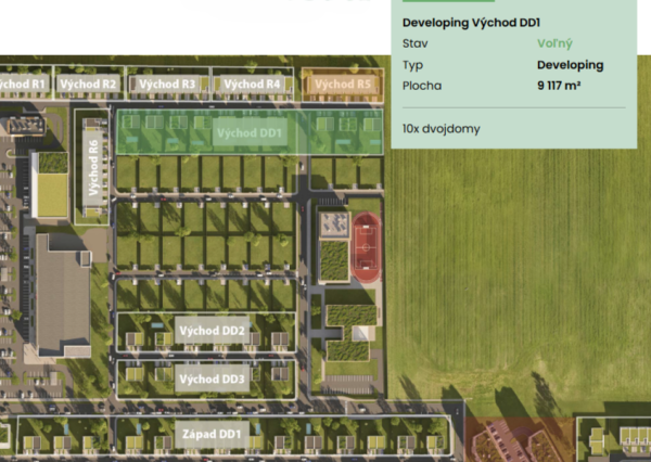 Developerský pozemok pre výstavbu 10 dvojdomov | 9 117 m² | Senec