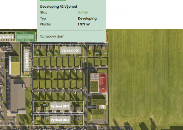Developerský pozemok pre výstavbu 5 radových domov | 1 971 m² | Senec