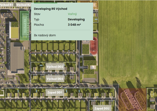 Developerský pozemok pre výstavbu 8 radových domov | 3 048 m² | Senec