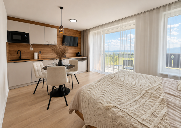 Kompletne zariadený nadštandardný 1-izbový apartmán – Gerlach Rezort