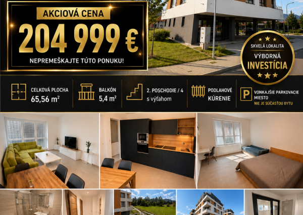 AKCIOVÁ CENA: 204 999 € | MODERNÝ 2-IZBOVÝ BYT V NOVOSTAVBE (2022)